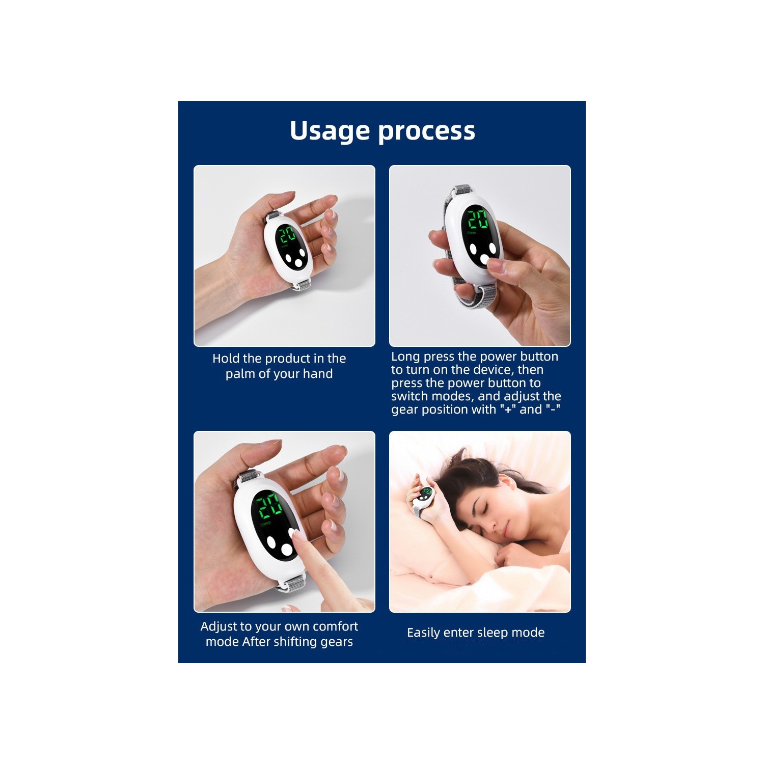 Appareil d'aide au sommeil manuel EMS Pulse of microcourrent Sleep Machine Insomnia Relief Anxiety Aide au sommeil, appareil de sommeil intelligent