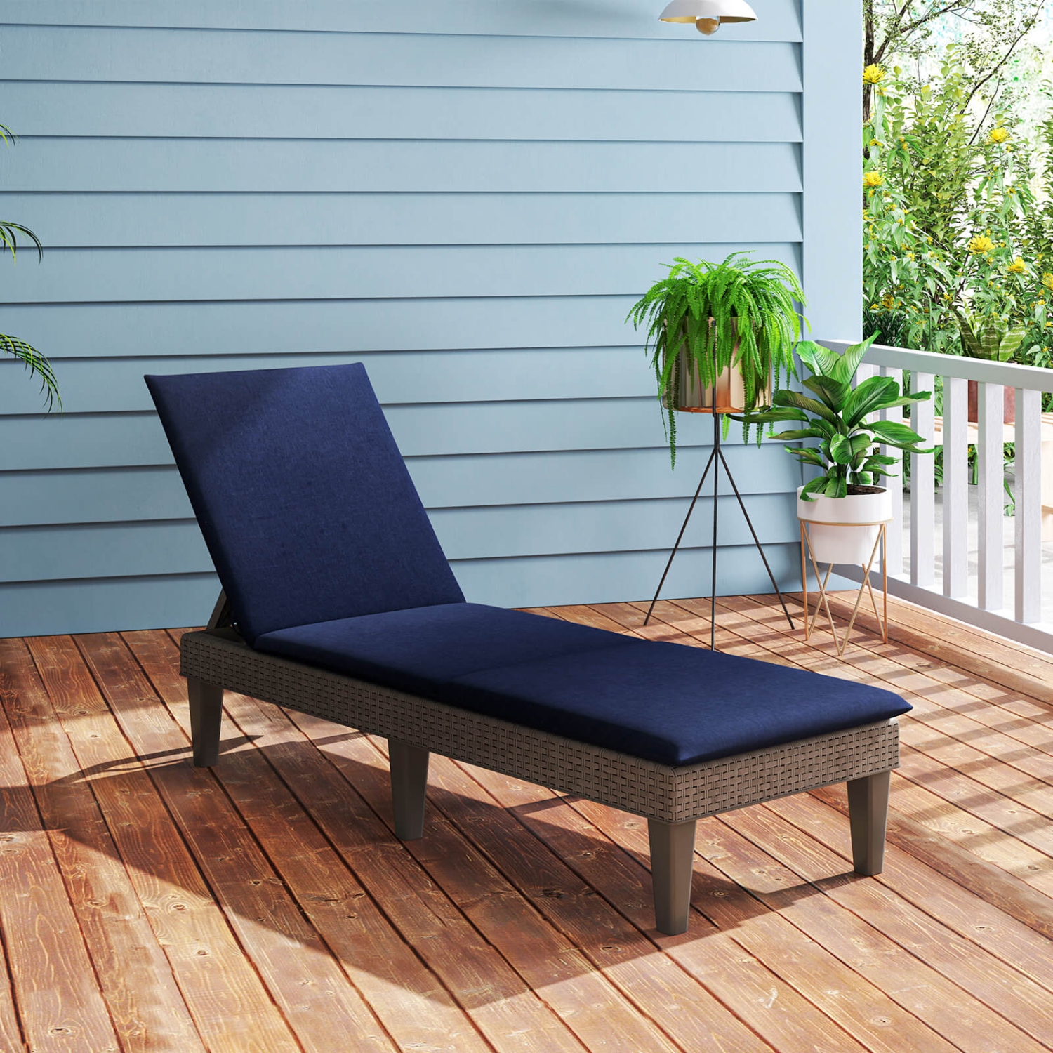 Costway Patio Lounge Chair Recliner Chair with 3-Position Adjustable Backrest & Cushion Blue/Gray/Orange/Red/White