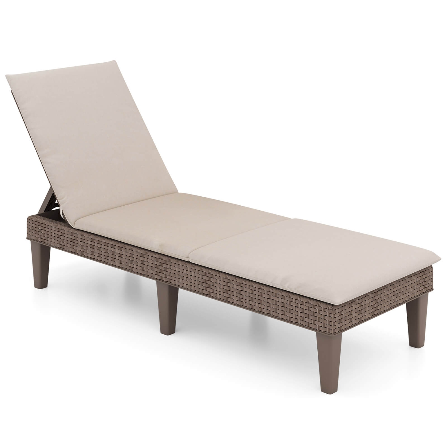 Chaise longue inclinable patio Costway, dossier réglable 3 positions, coussin bleu/gris/orange/rouge/blanc
