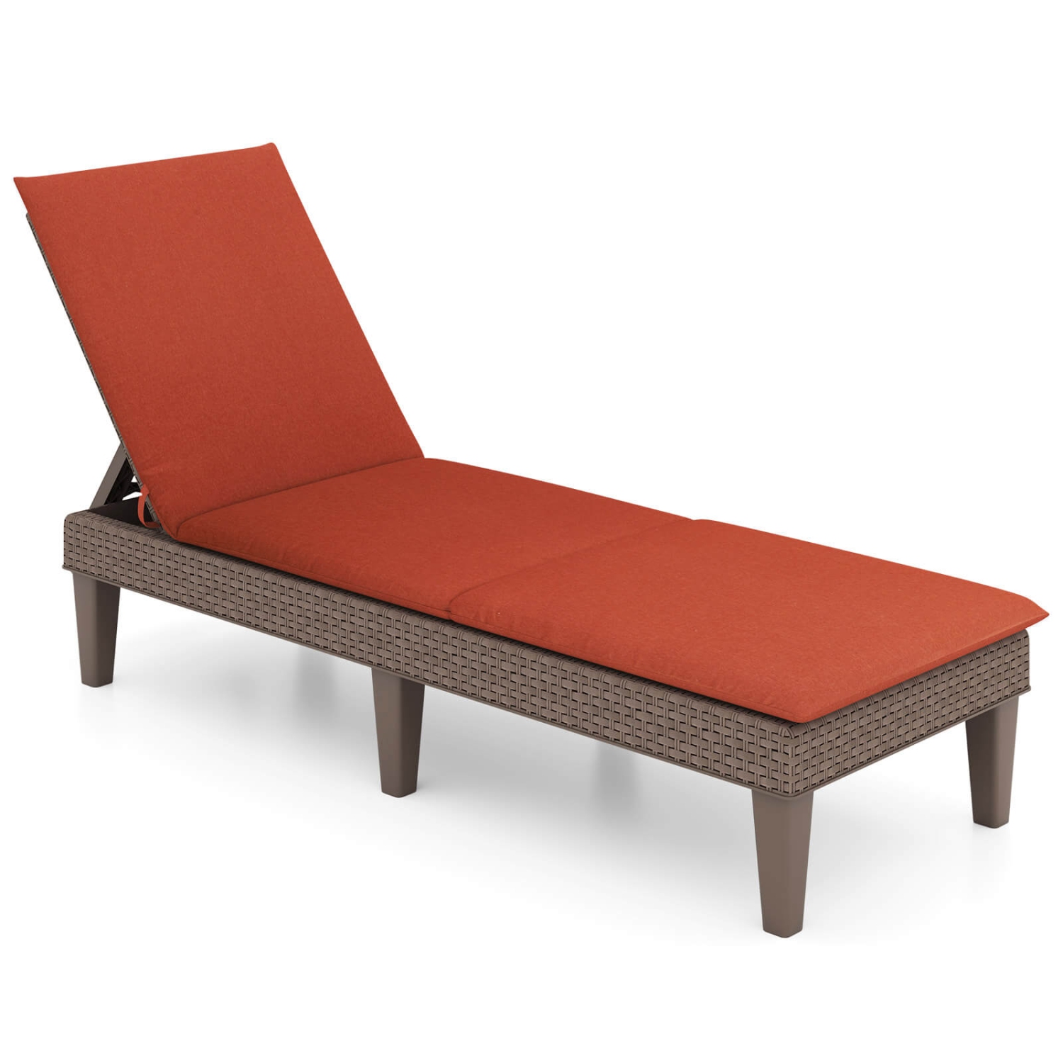 Chaise longue inclinable patio Costway, dossier réglable 3 positions, coussin bleu/gris/orange/rouge/blanc