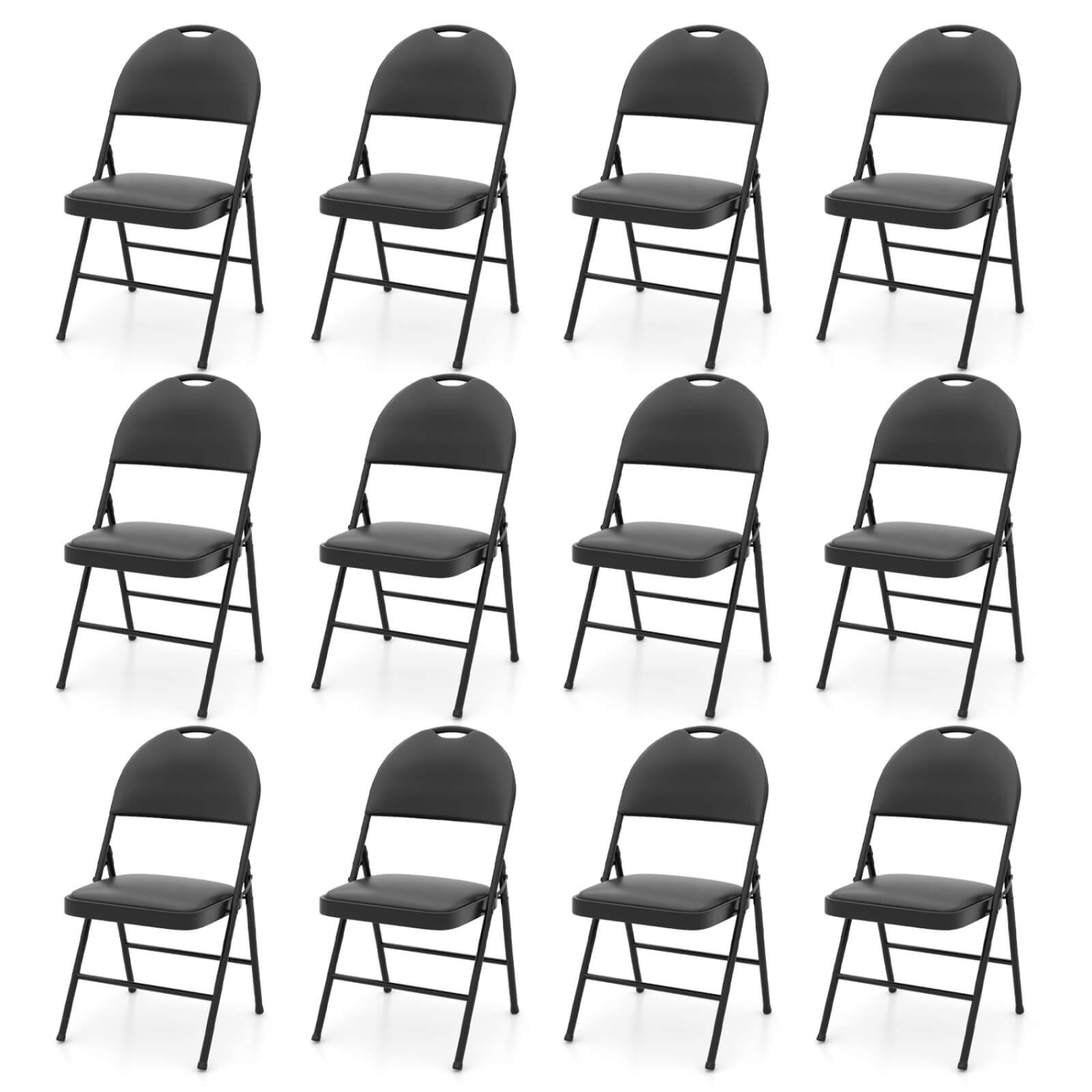Costway 2/4/8/10/12 PCS Folding Padded Party Chairs with Metal Frame PVC Leather Stackable Chairs