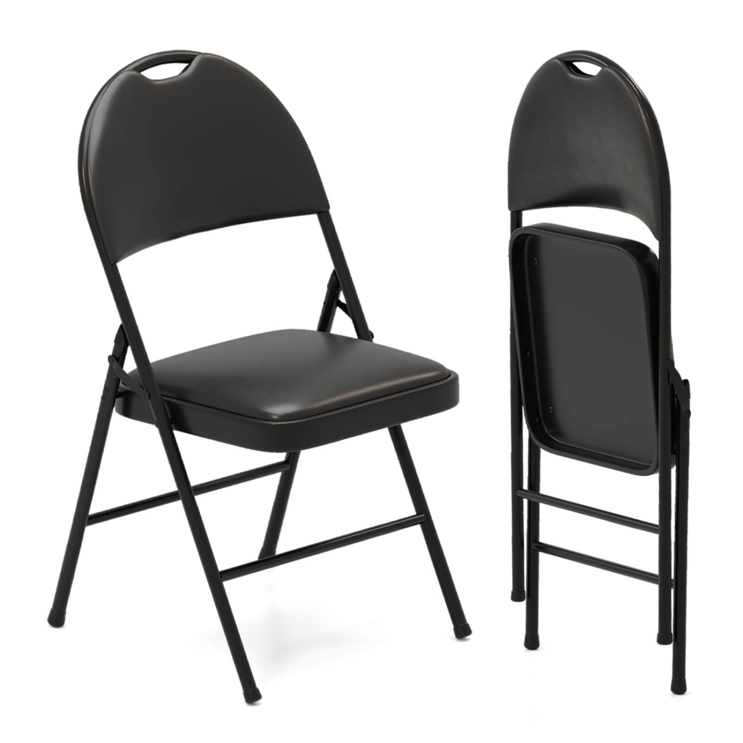 Costway 2/4/8/10/12 PCS Folding Padded Party Chairs with Metal Frame PVC Leather Stackable Chairs