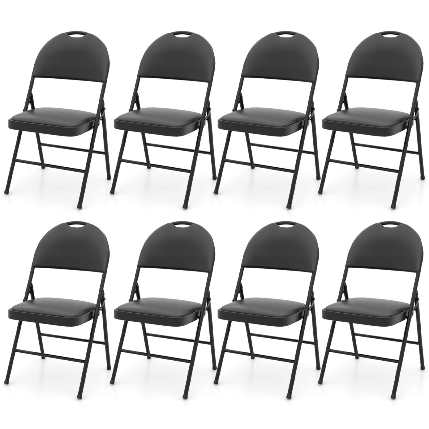 Costway 2/4/8/10/12 PCS Folding Padded Party Chairs with Metal Frame PVC Leather Stackable Chairs