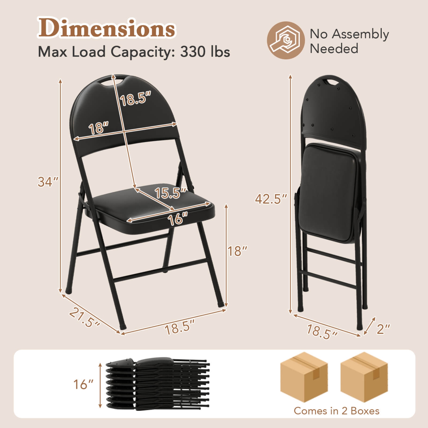Costway 2/4/8/10/12 PCS Folding Padded Party Chairs with Metal Frame PVC Leather Stackable Chairs