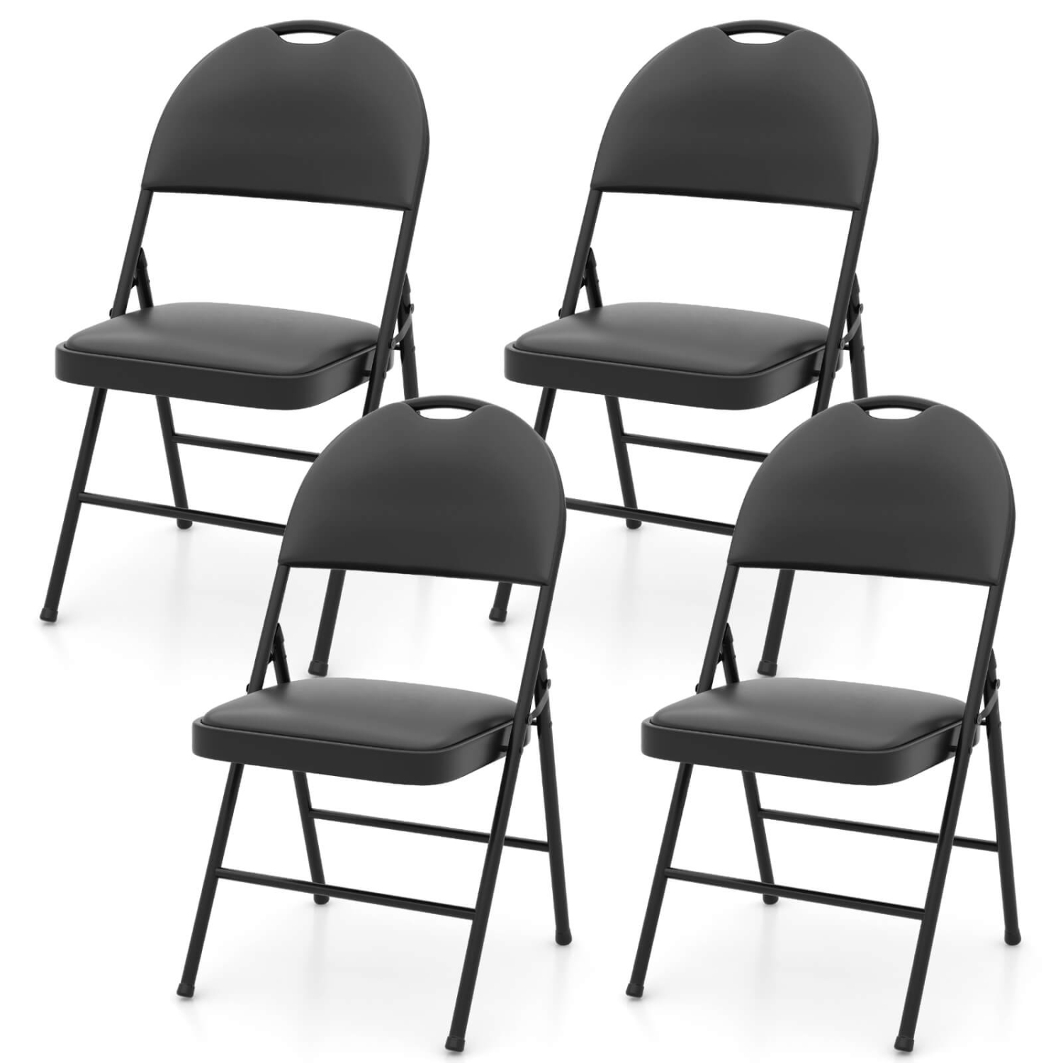 Costway 2/4/8/10/12 PCS Folding Padded Party Chairs with Metal Frame PVC Leather Stackable Chairs