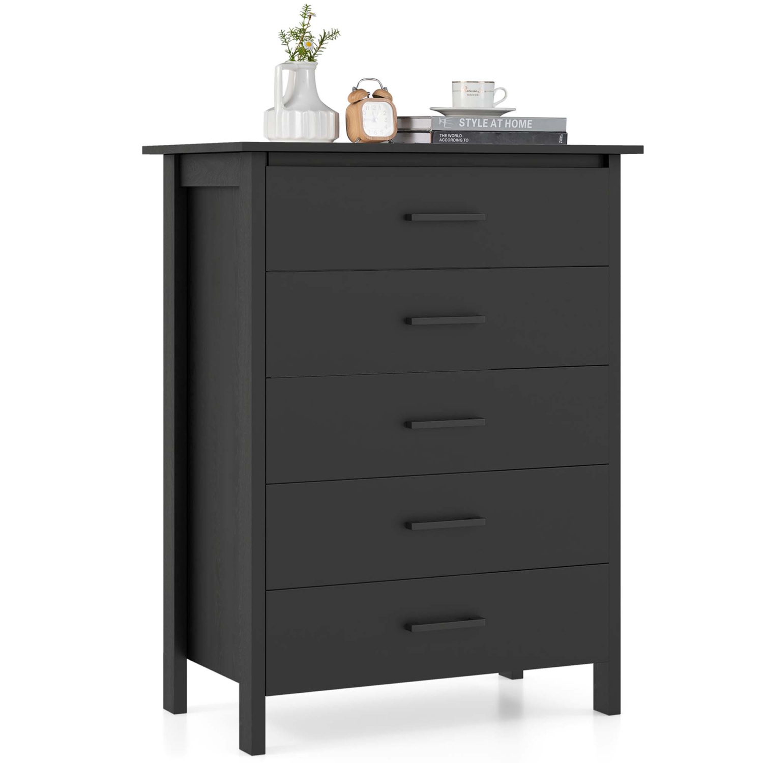 Costway Modern 5 Drawer Chest Storage Dresser Cabinet with Metal Handles