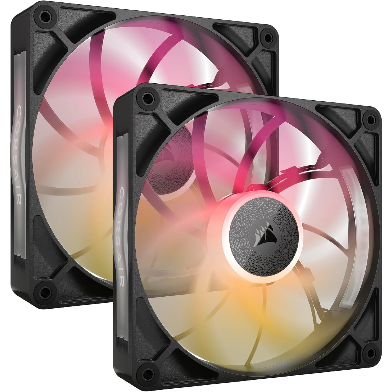 CORSAIR iCUE Link RX140 MAX RGB 140mm PWM Fans with iCUE Link System Hub – High-Static Pressure – Magnetic Dome Bearing – Dual Pack – Black