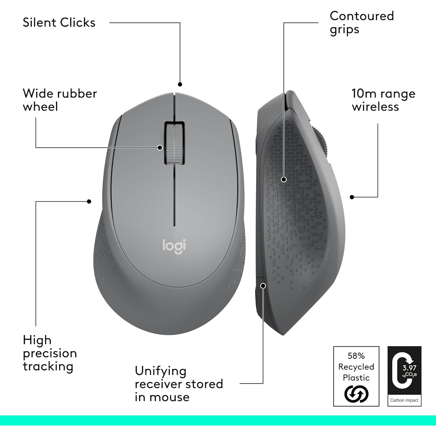Refurbished Logitech M330 SILENT Wireless Mouse, 2.4GHz with USB Receiver, Optical Tracking, Quiet & Lightweight, Long Battery Life, for PC, Mac,