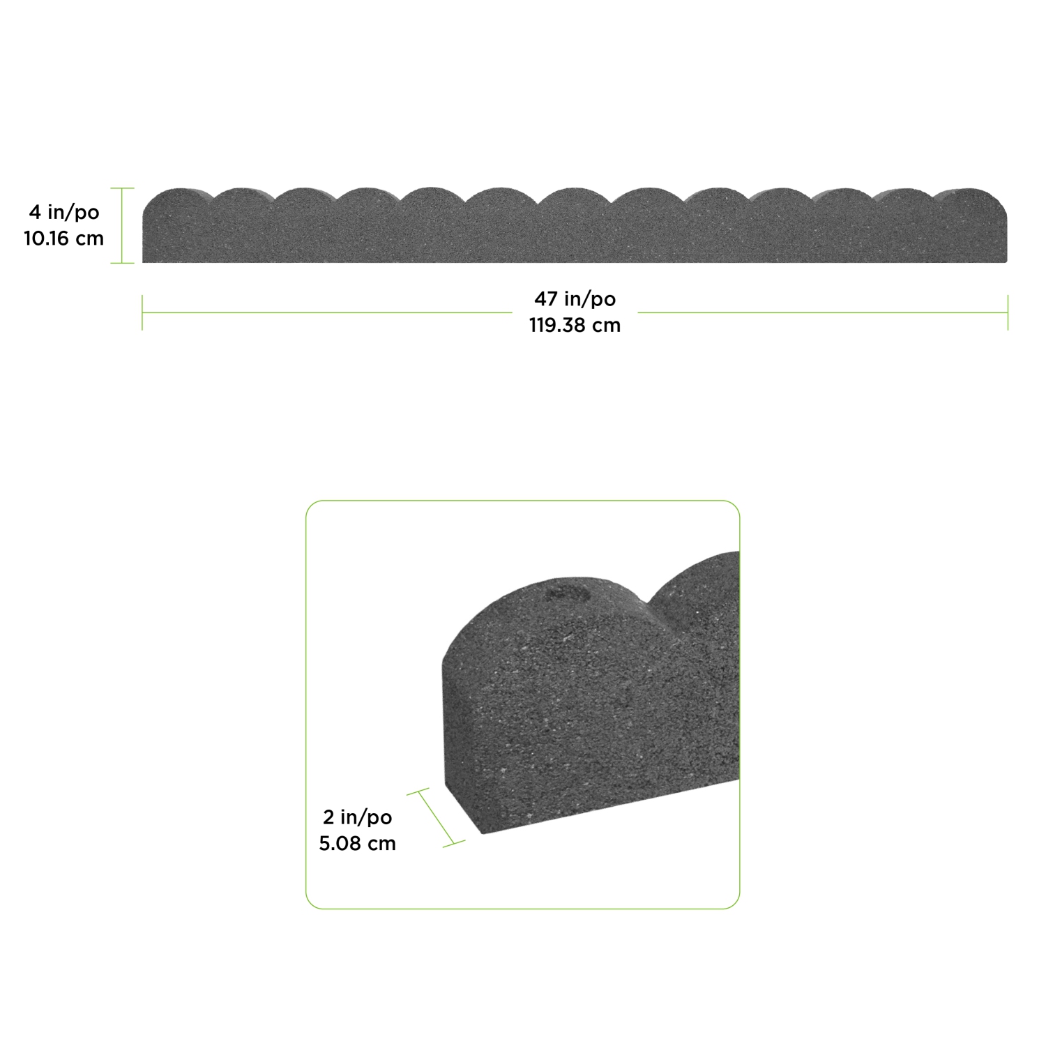 EzBorder Scallop Garden Border 2" Thick in Grey Colour - 2 Pack