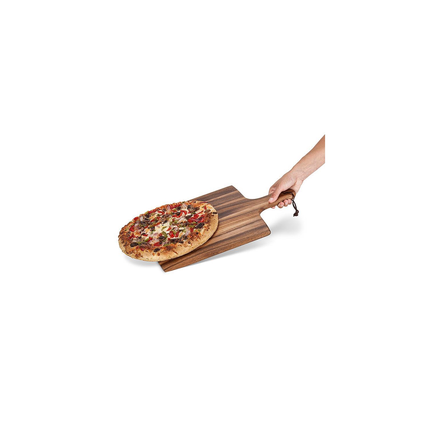Pizza carrée en bois d'acacia avec courroie Abbott - Plateau de service et de charcuterie de 12 x 17&nbsp;po, décoration de cuisine rustique, planche