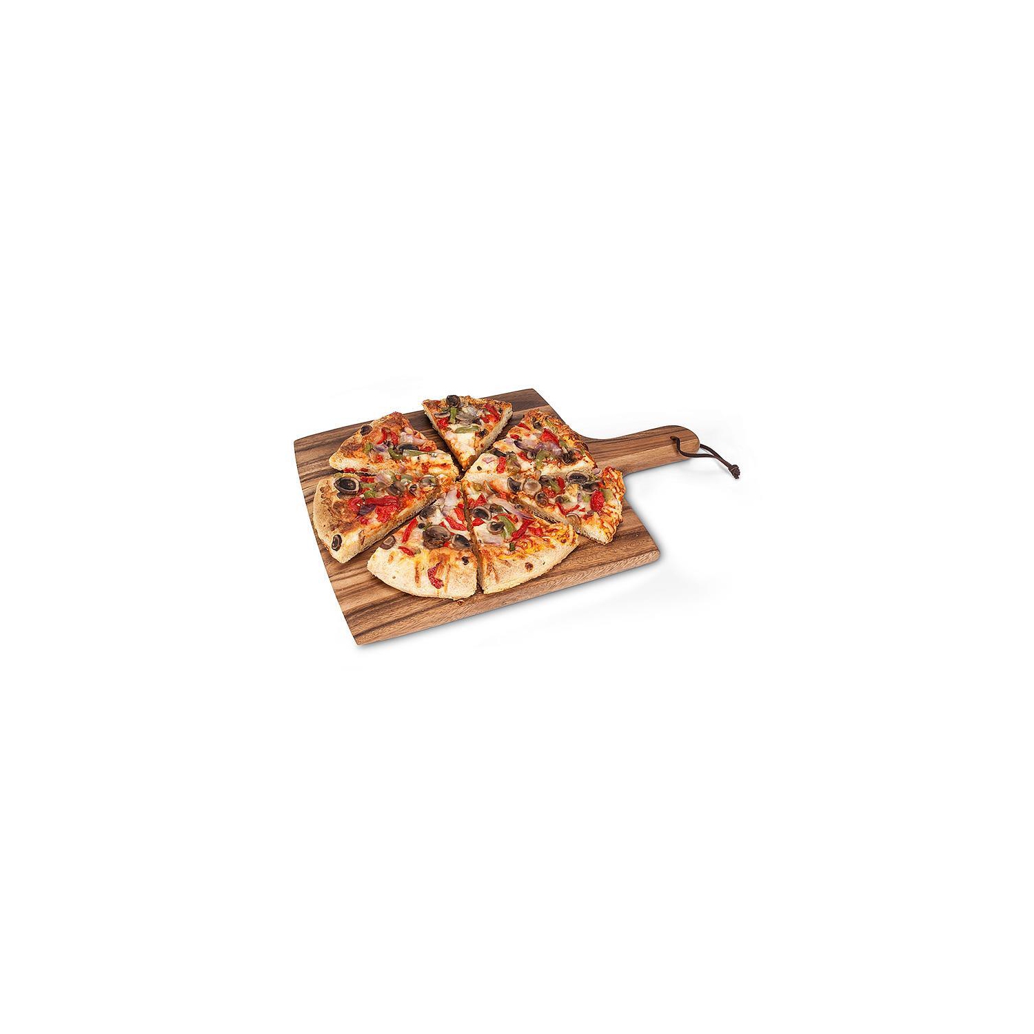 Pizza carrée en bois d'acacia avec courroie Abbott - Plateau de service et de charcuterie de 12 x 17&nbsp;po, décoration de cuisine rustique, planche