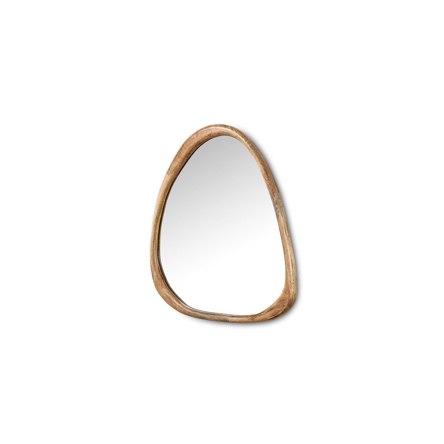 Abbott Large Freeform Triangle Mango Wood Wall Mirror – Modern Decorative Accent for Home or Office, 24"H