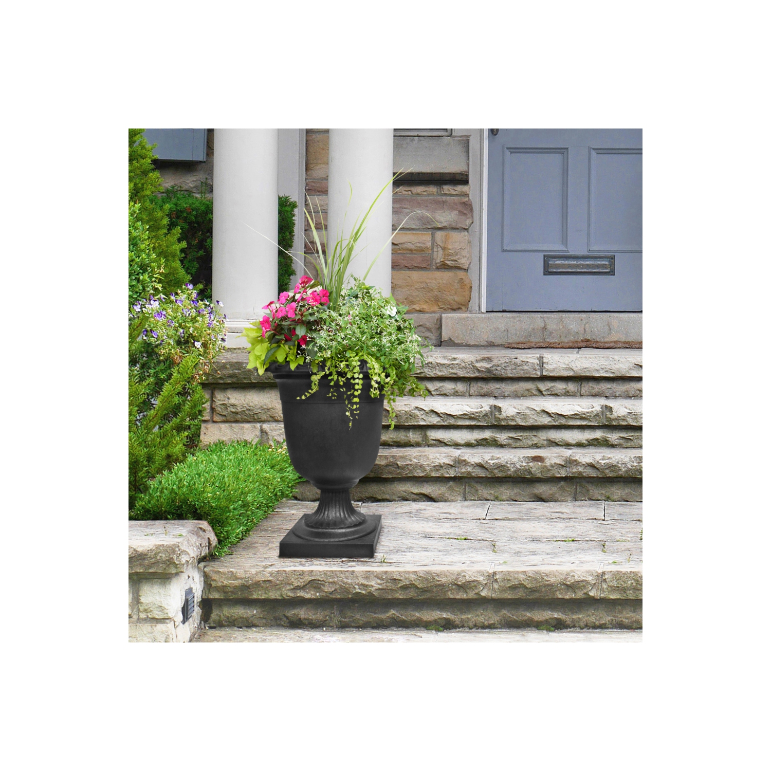 Tierra Verde 19" x 23" Crescendo Urn Planter In Slate, Made from recycled materials