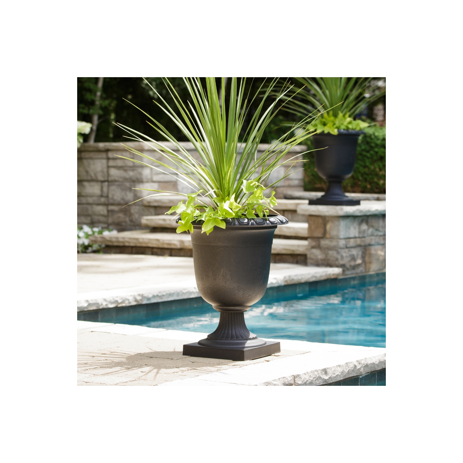 Tierra Verde 19" x 23" Crescendo Urn Planter In Slate, Made from recycled materials