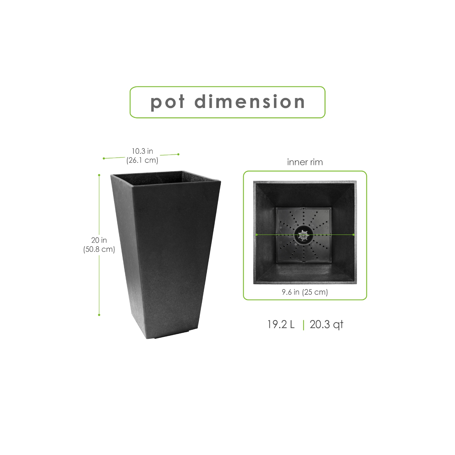 La jardinière rectangulaire Sonata de 10 x 20&nbsp;po de Tierra Verde est faite de matériaux recyclés