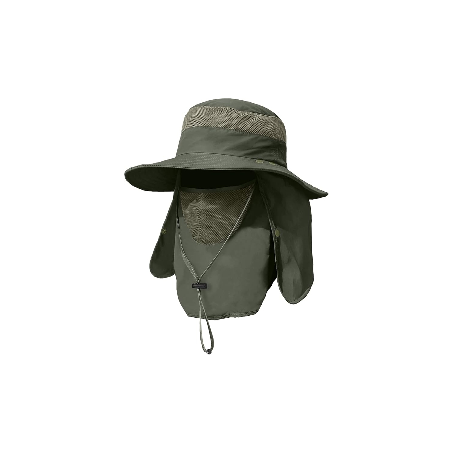Men's Wide Brim Fishing Hat Outdoor UPF 50+ Sun Protection Removable Face and Neck Flap