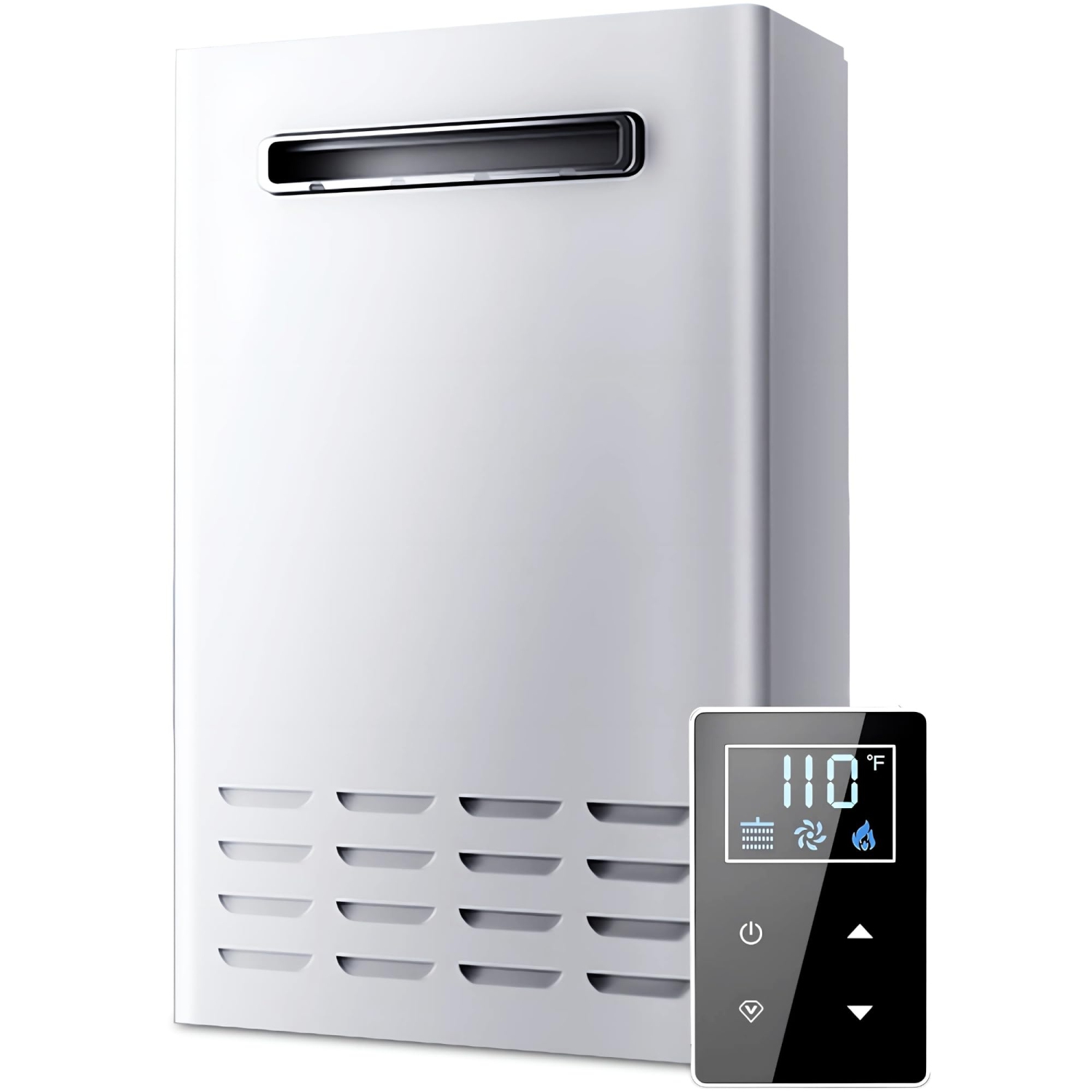 Chauffe-eau d'extérieur sans réservoir au propane, chauffe-eau 130000&nbsp;BTU sur demande de 5,2 gal/min avec télécommande, chauffe-eau résidentiel