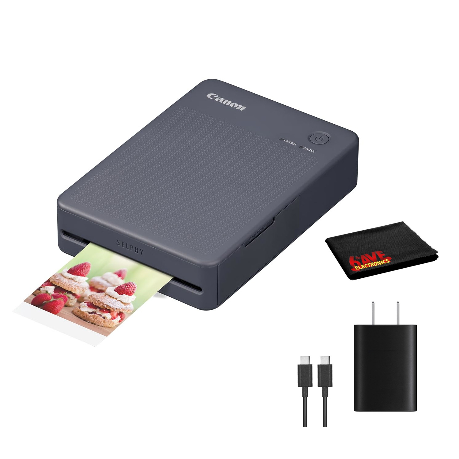 Canon SELPHY QX20 Compact Printer (Dark Gray) and More Bundle