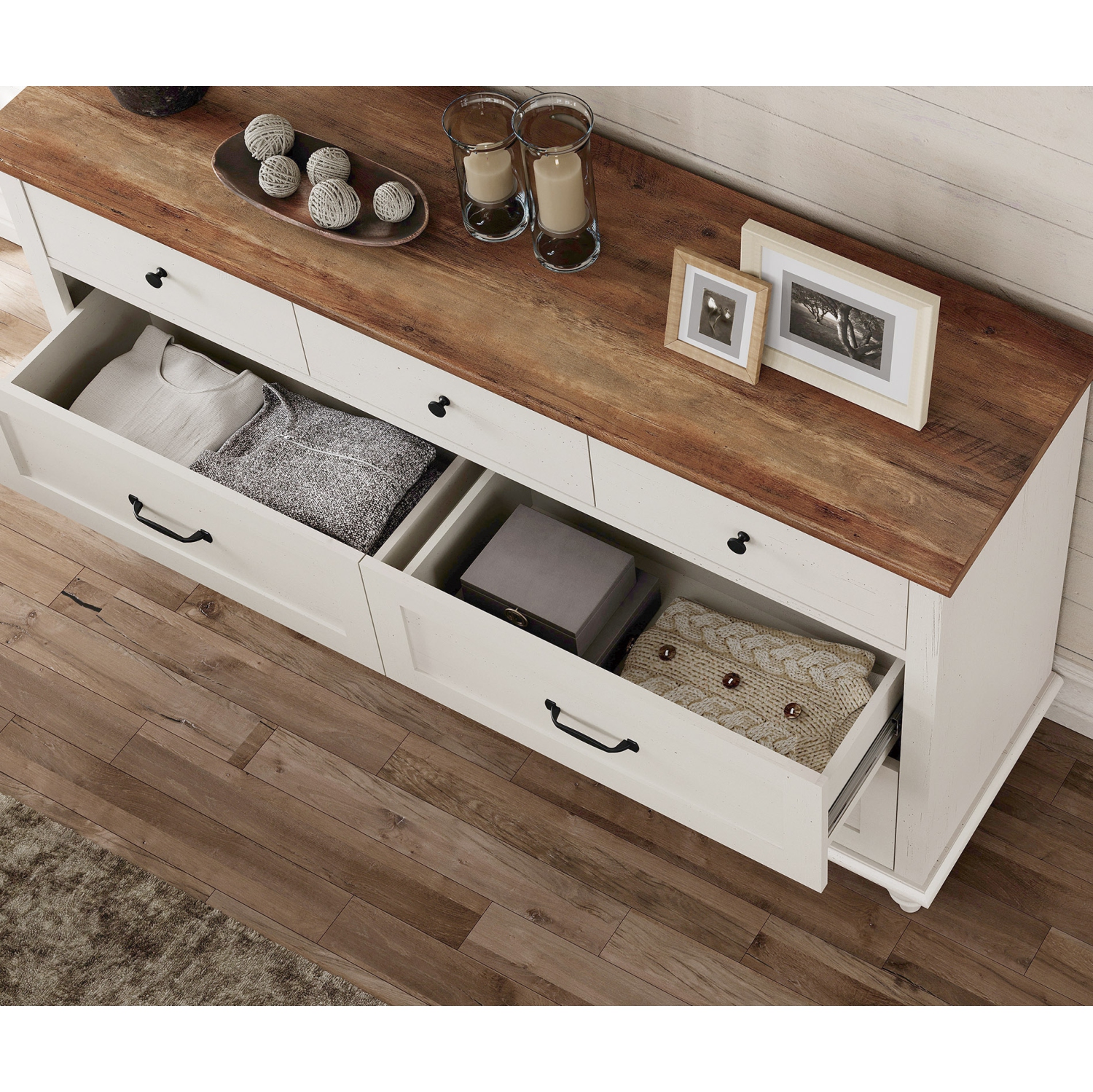 WAMPAT White Dresser Set with 14 Drawers for Bedroom, 2-in-1 Kids Dresser for Nursery Kids Room, Mid Century Modern Chests & Dressers, Wide Organizer