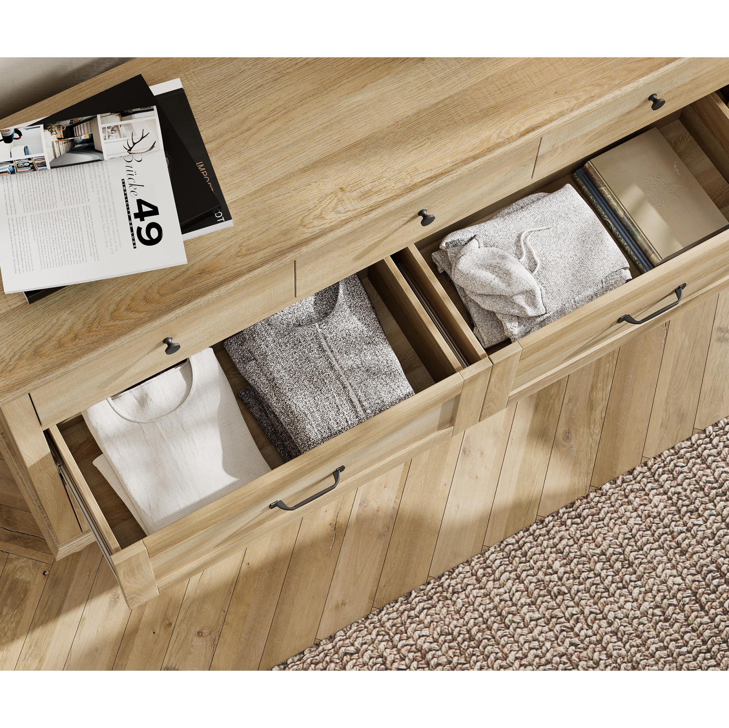 WAMPAT 2 Pack Kids Dresser with 14 Drawers for Bedroom, 2-in-1 Wide Baby Dresser for Nursery & Kids Room, Farmhouse Chests & Dressers for Children’s