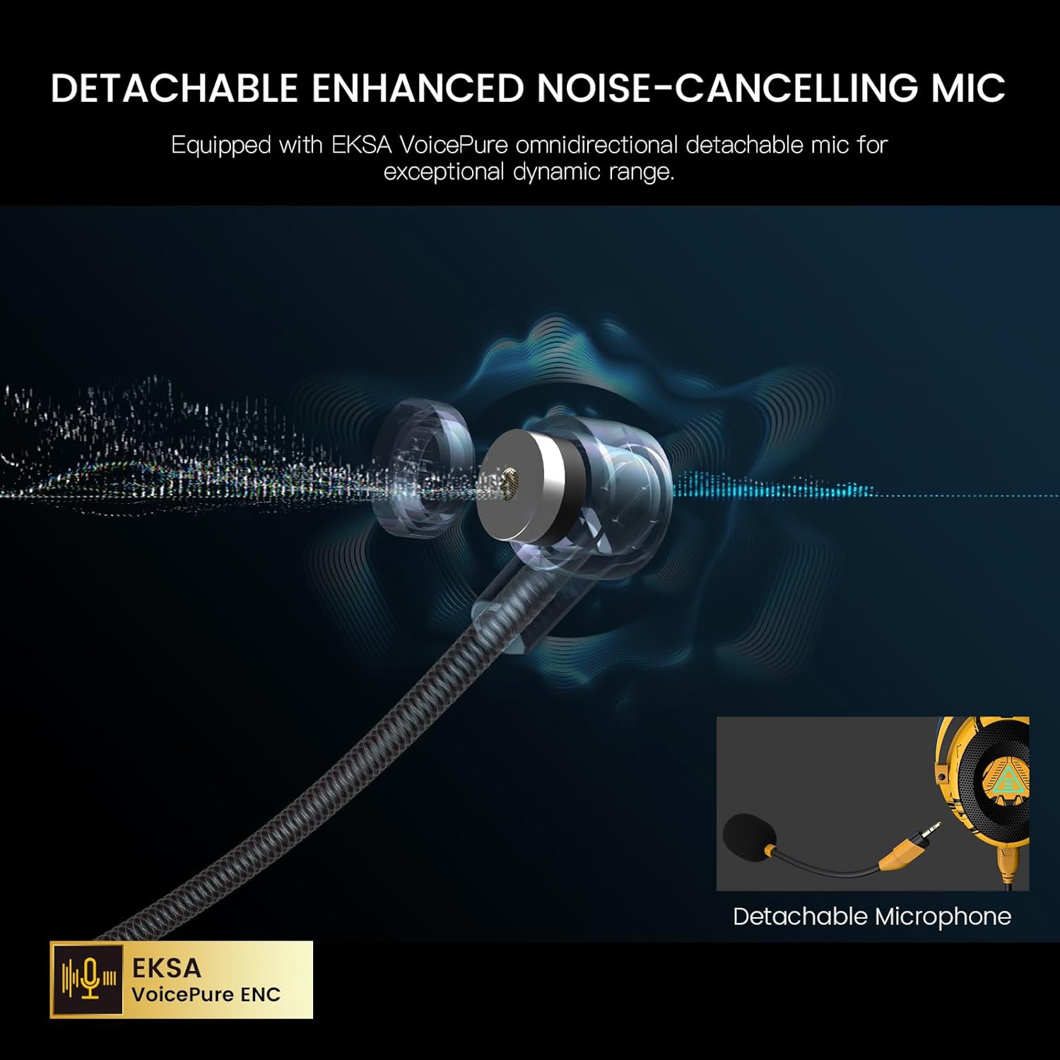 EKSA USB Gaming Headset - PC Headset with Detachable Noise Cancelling Microphone