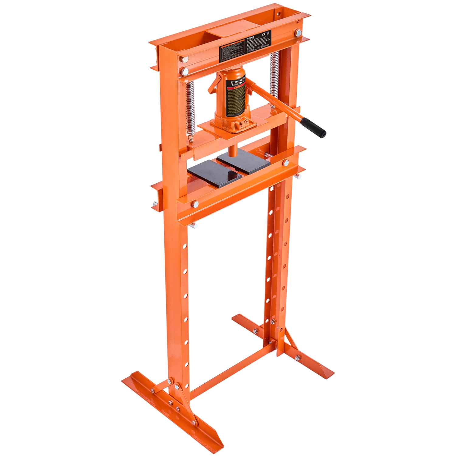VEVOR 12 Ton Hydraulic Shop Press, H-Frame Hydraulic Garage/Shop Floor Press, Adjustable Shop Press with Press Plates, Heavy Duty Hydraulic Press for