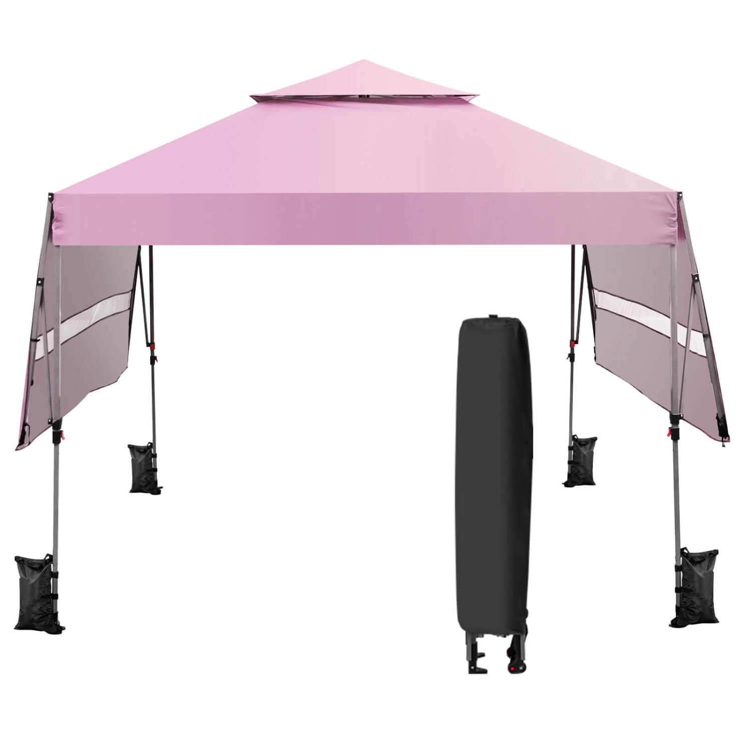 Costway 10'x17.6'Outdoor Instant Pop-up Canopy Tent Dual Half Awnings Adjust Patio
