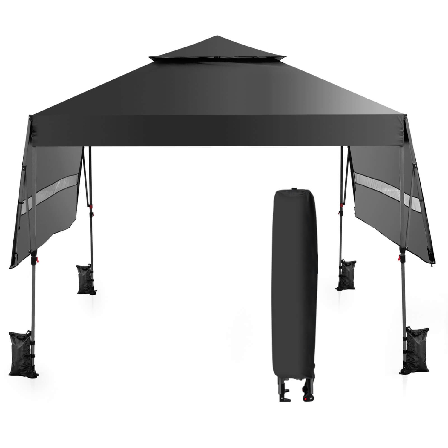 Costway 10'x17.6'Outdoor Instant Pop-up Canopy Tent Dual Half Awnings Adjust Patio
