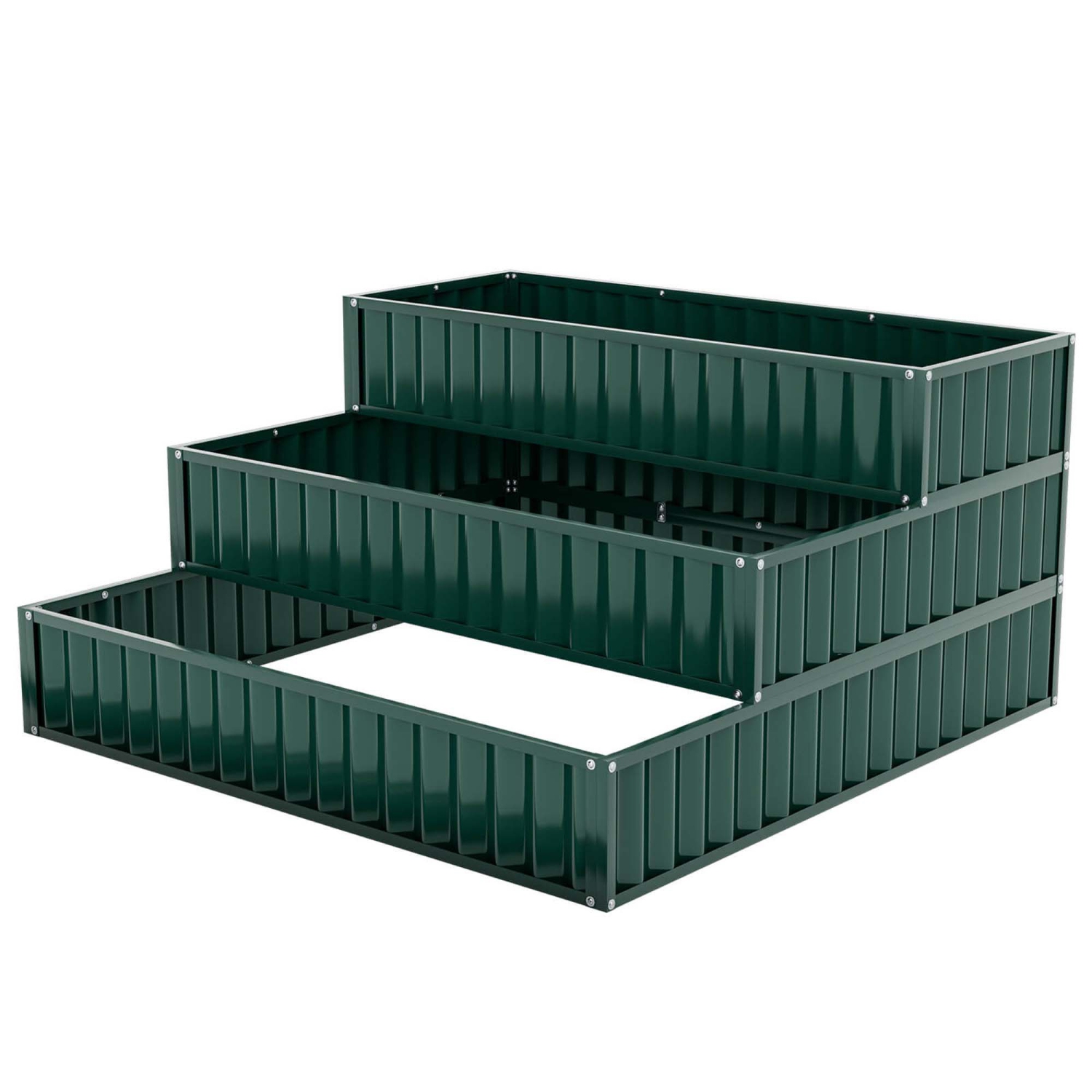 Lit de jardin surélevé à 3 niveaux 2 PCS de Costway, jardinière surélevée en métal pour l'extérieur, 47 x 47 x 24&nbsp;po, vert