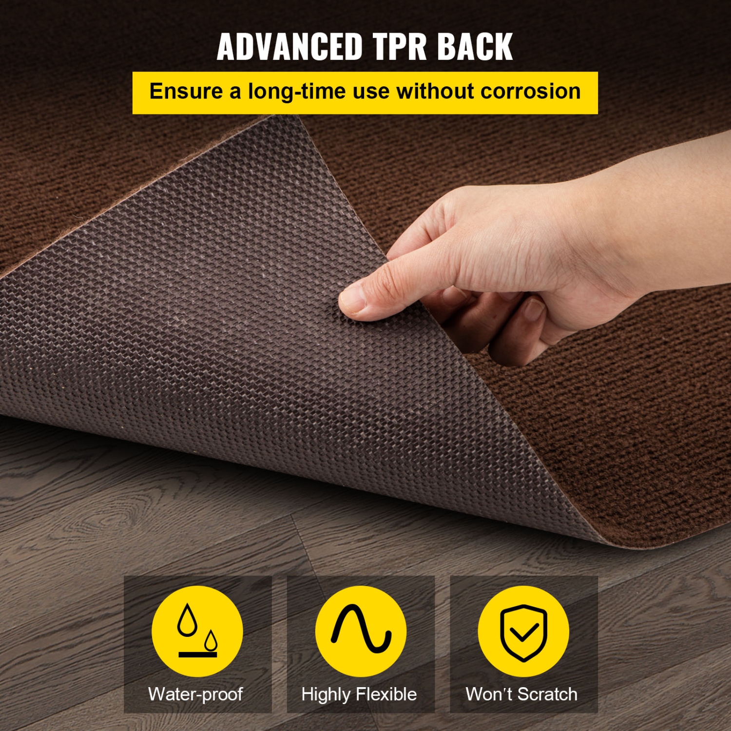 VEVOR 6 x 13 ft Boat Carpeting,Deep Brown Marine Grade Boat Carpet,Indoor/Outdoor Marine Carpeting with Water-Proof TPR Backing,Water-Proof Carpet