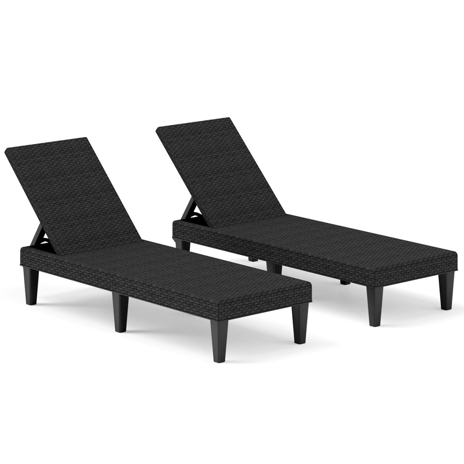 Chaise longue d'extérieur inclinable 3 positions 1/2 PCS de Costway avec rotin brun étanche/noir