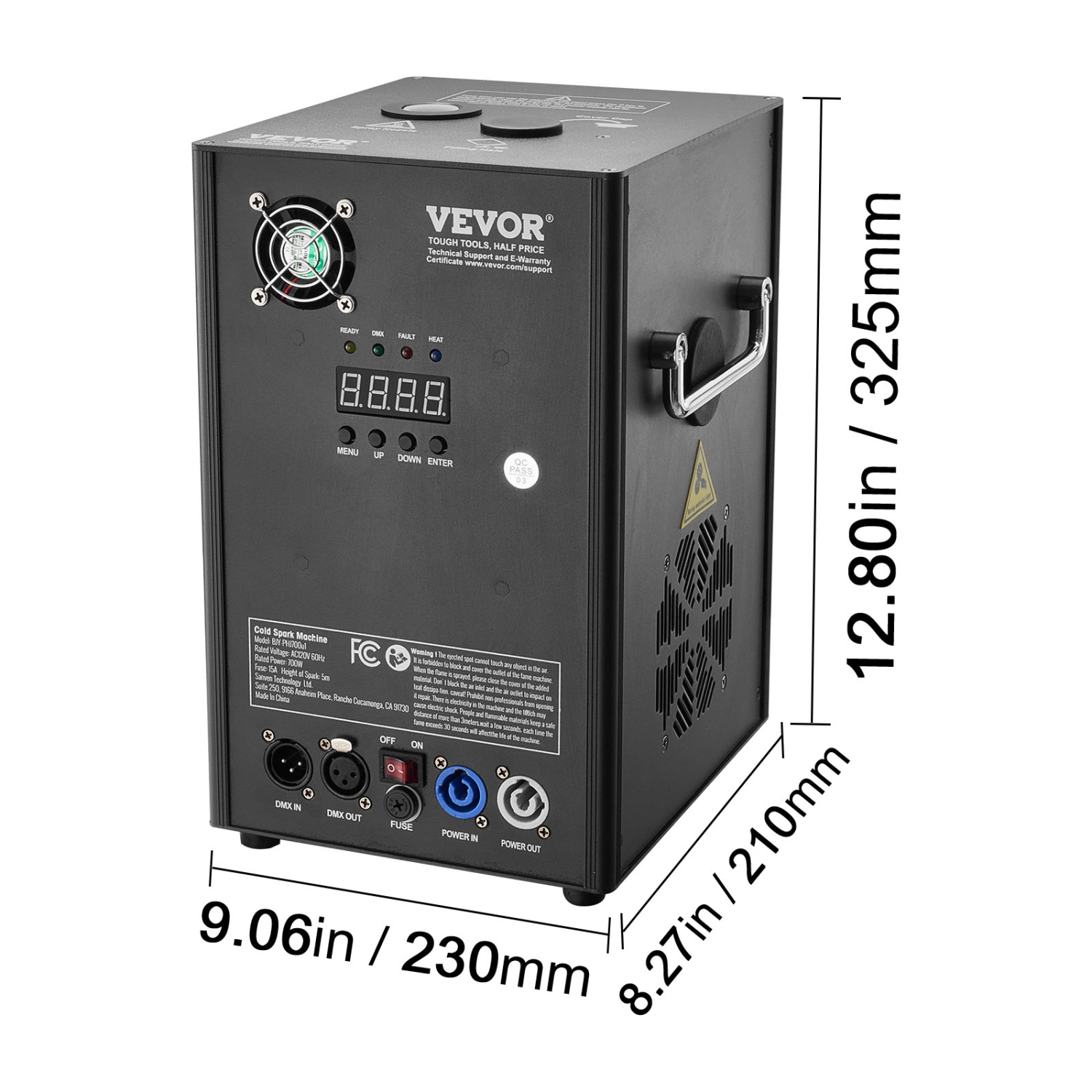 VEVOR 2 Pack Cold Spark Machine, 700W Output Fireworks Controllers, 6.6-16.4ft Adjustable Height, with Advanced DMX System,LED Screen,Portable