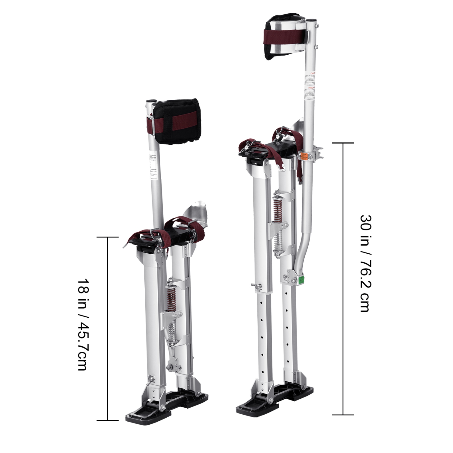 VEVOR 18''-30'' Drywall Stilts, Adjustable Aluminum Tool Stilts with Protective Knee Pads, Durable and Non-slip Work Stilts for Sheetrock Painting,