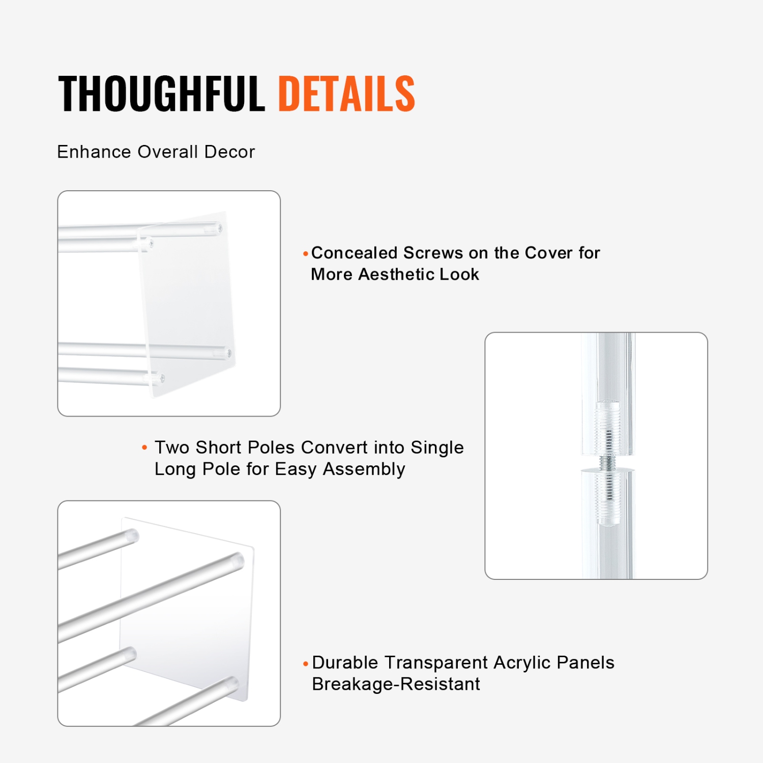 Support de fleurs de mariage haut VEVOR 2PCS 31,5&nbsp;po, colonne de vase en acrylique, centre de table géométrique, présentoir floral pour