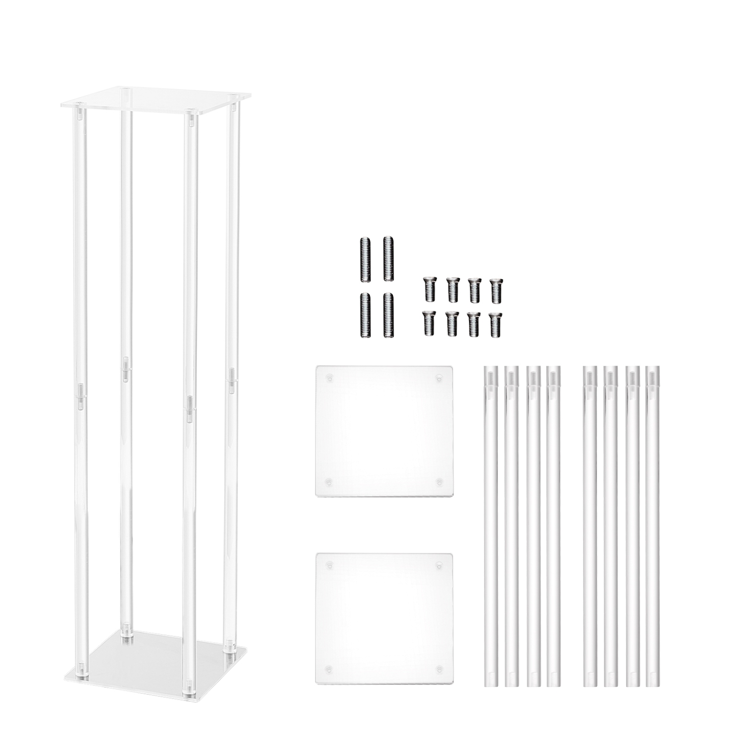 Support de fleurs de mariage haut VEVOR 2PCS 31,5&nbsp;po, colonne de vase en acrylique, centre de table géométrique, présentoir floral pour