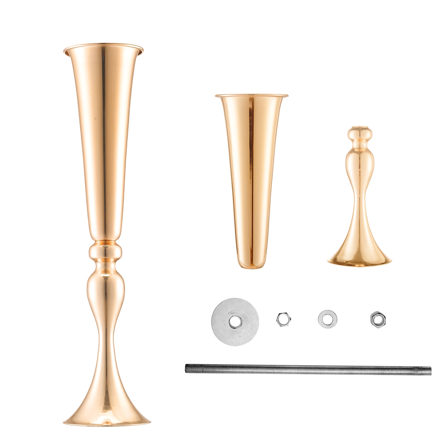 Vase de mariage 2PCS 56&nbsp;cm/22,05", centre de table trompette de mariage en métal, support floral doré pour tables Dîner de mariage, décor de