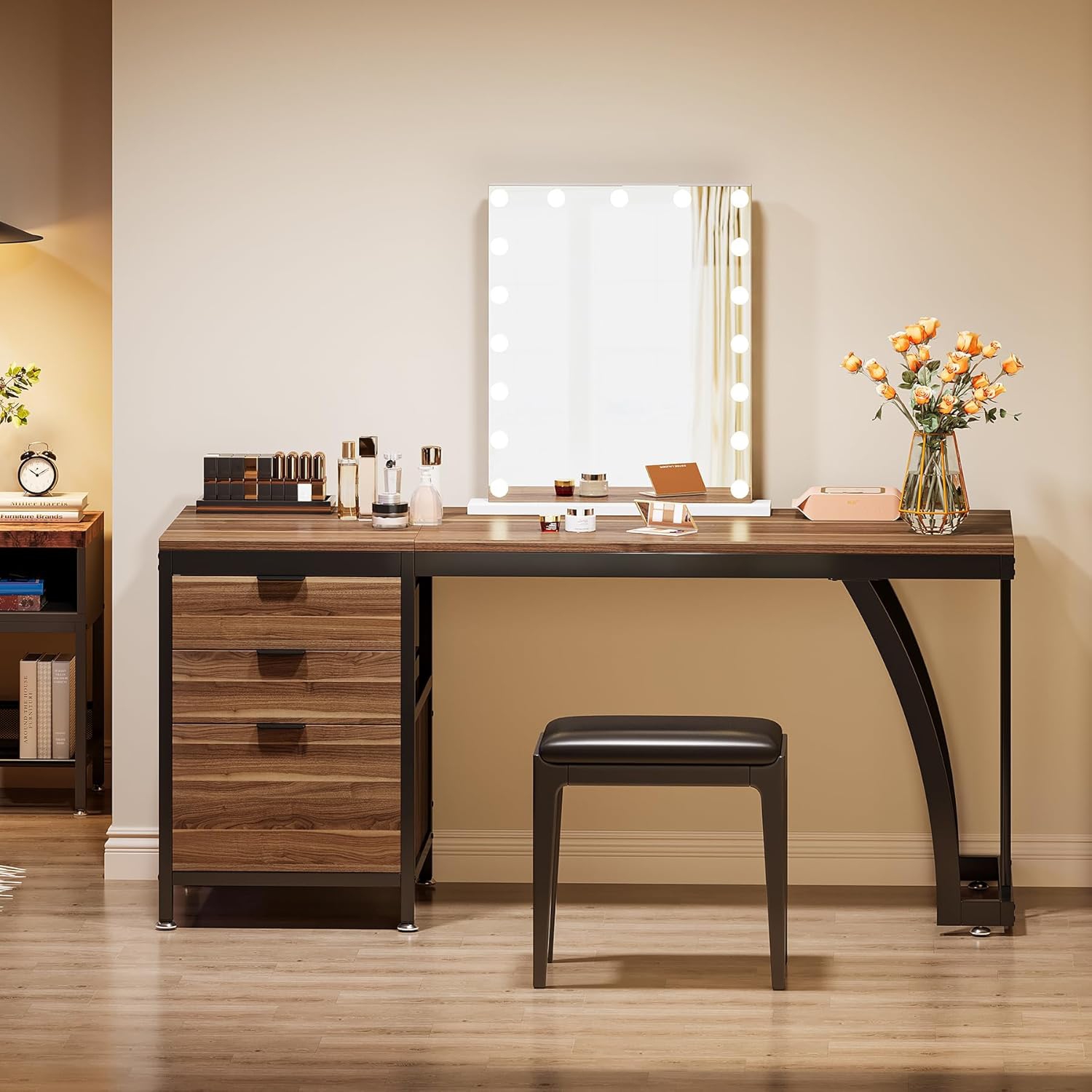 Tribesigns Vanity Desk with 3 Drawers, 59-Inch Large Dressing Table with Reversible Drawers