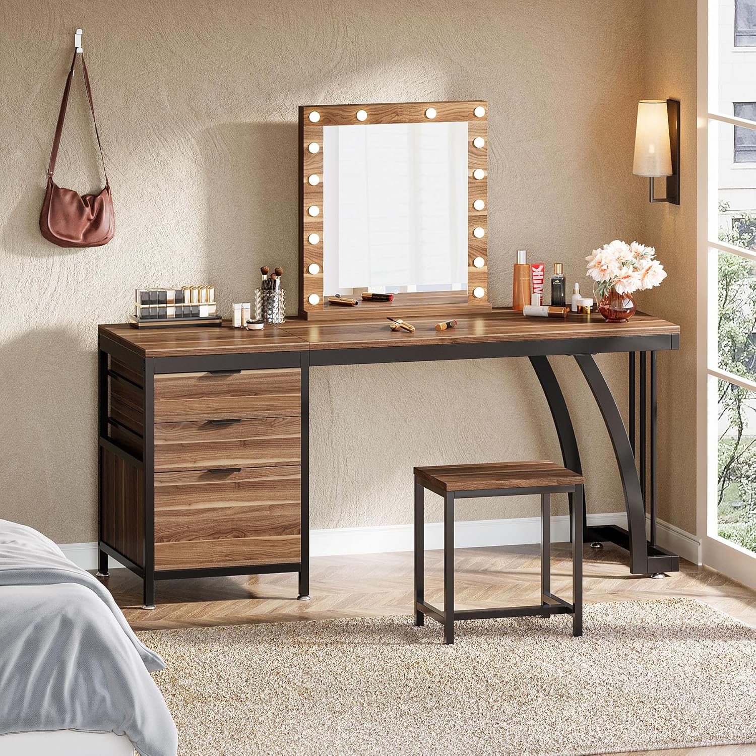 Tribesigns Vanity Desk with 3 Drawers, 59-Inch Large Dressing Table with Reversible Drawers