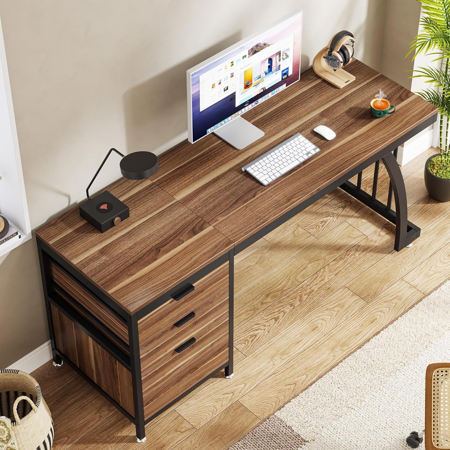 Tribesigns – Bureau d'ordinateur à 3 tiroirs, bureau d'ordinateur de 59 po avec tiroirs réversibles, table de travail