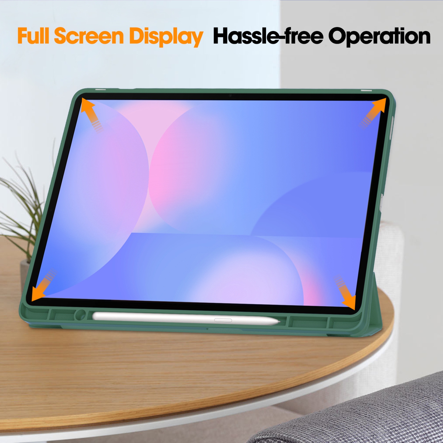 For Samsung Tab S10FE+13.1 Tablet Case S10FE Plus X620 TPU Color Pen Slot Protective Case, Dark Green