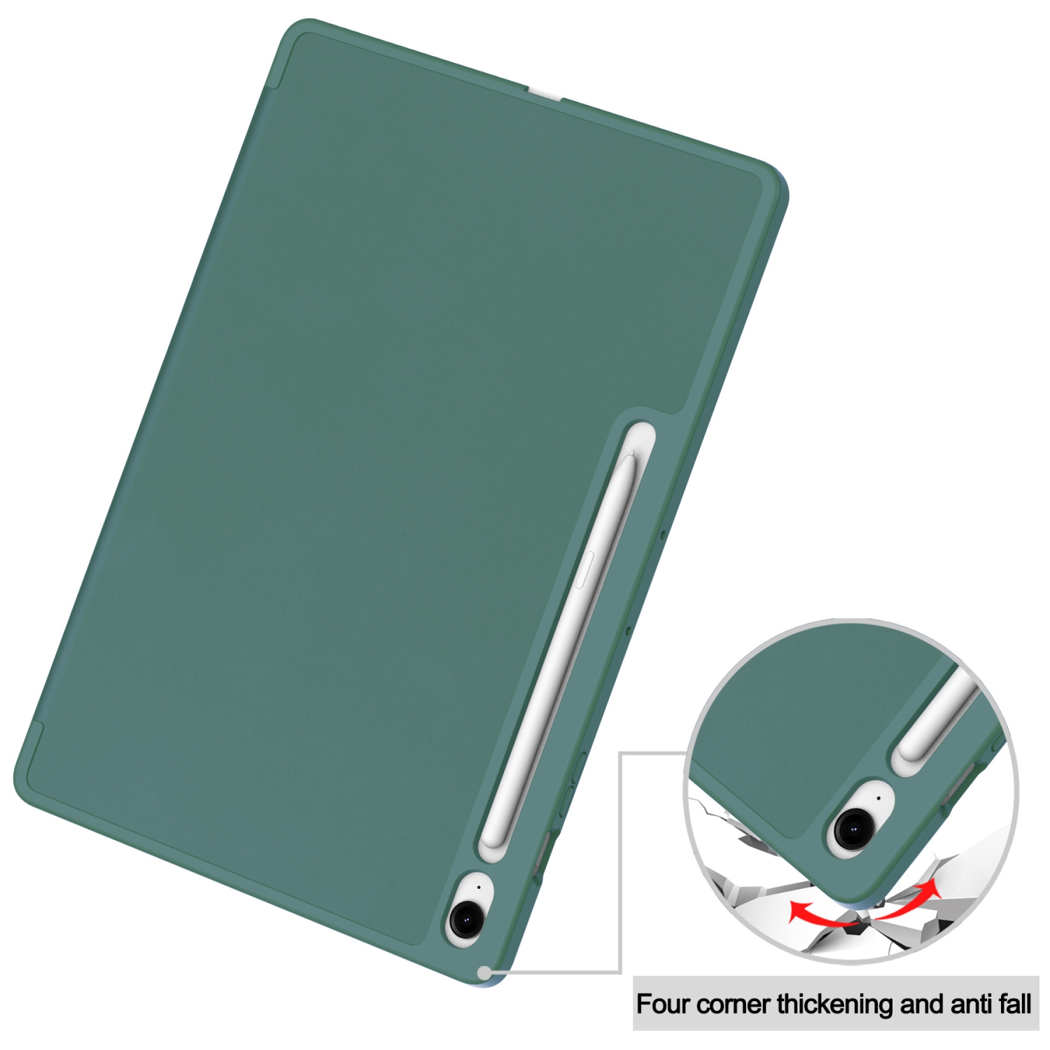 For Samsung Tab S10FE+13.1 Tablet Case S10FE Plus X620 TPU Color Pen Slot Protective Case, Dark Green