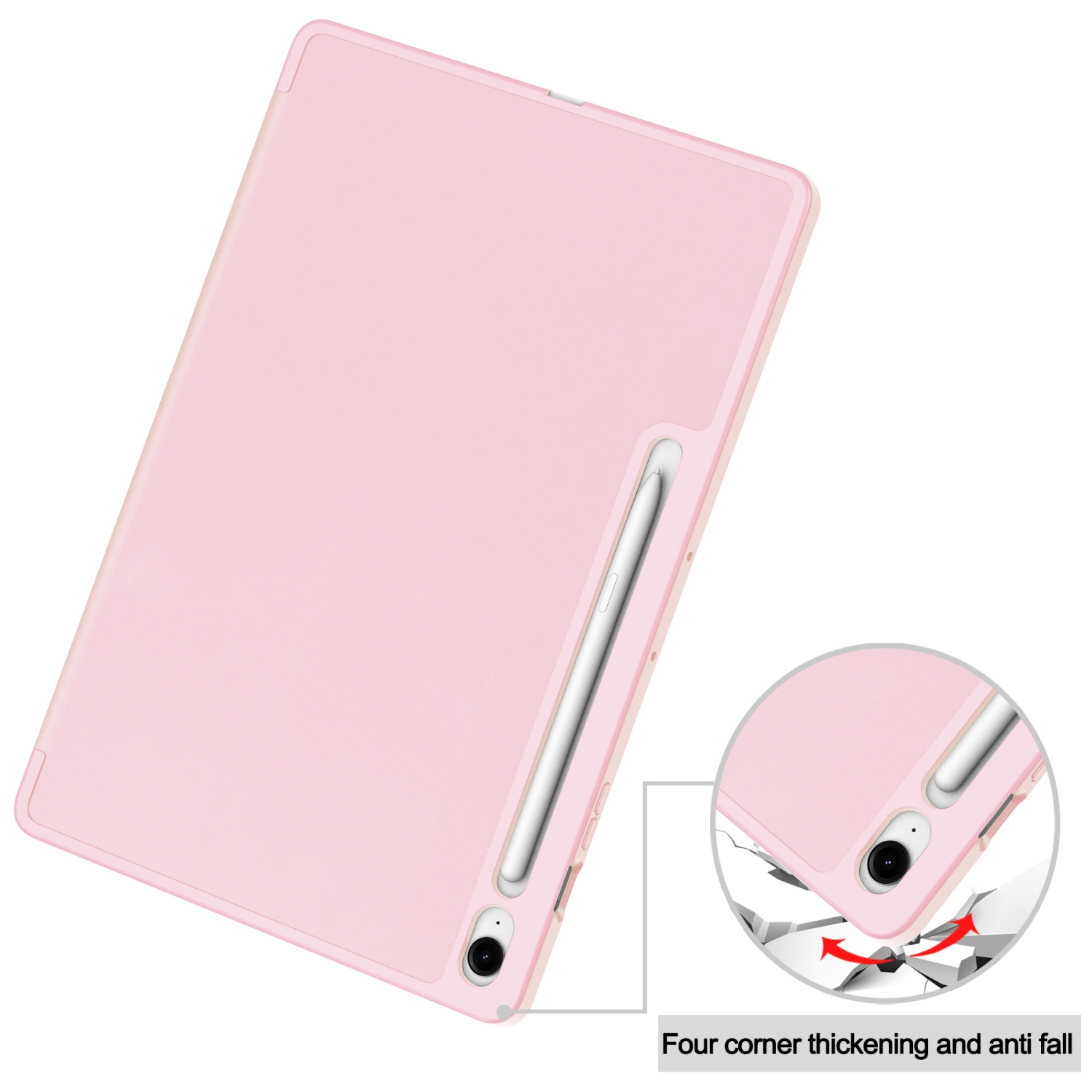 For Samsung Tab S10FE+13.1 Tablet Case S10FE Plus X620 TPU Color Pen Slot Protective Case, Pink