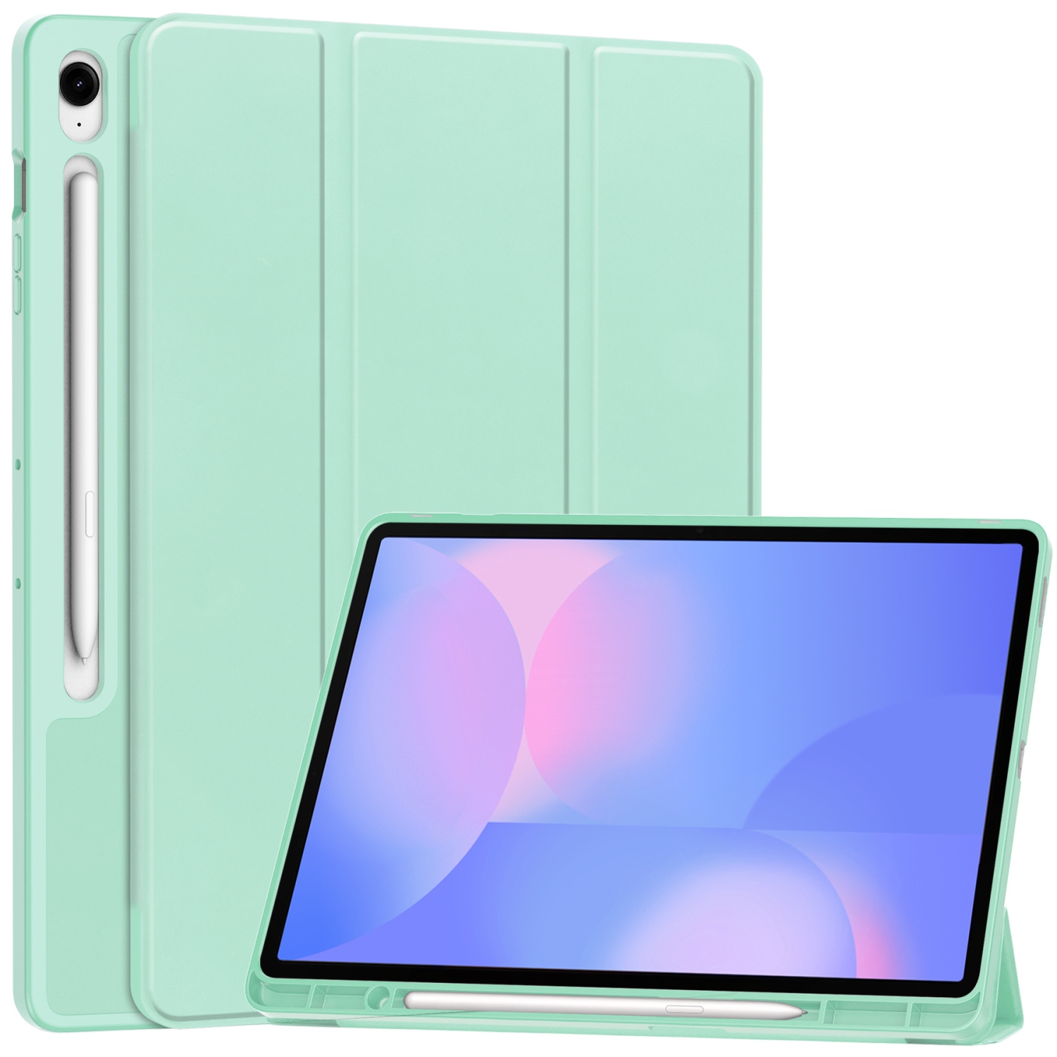 For Samsung Tab S10FE+13.1 Tablet Case S10FE Plus X620 TPU Color Pen Slot Protective Case, Green
