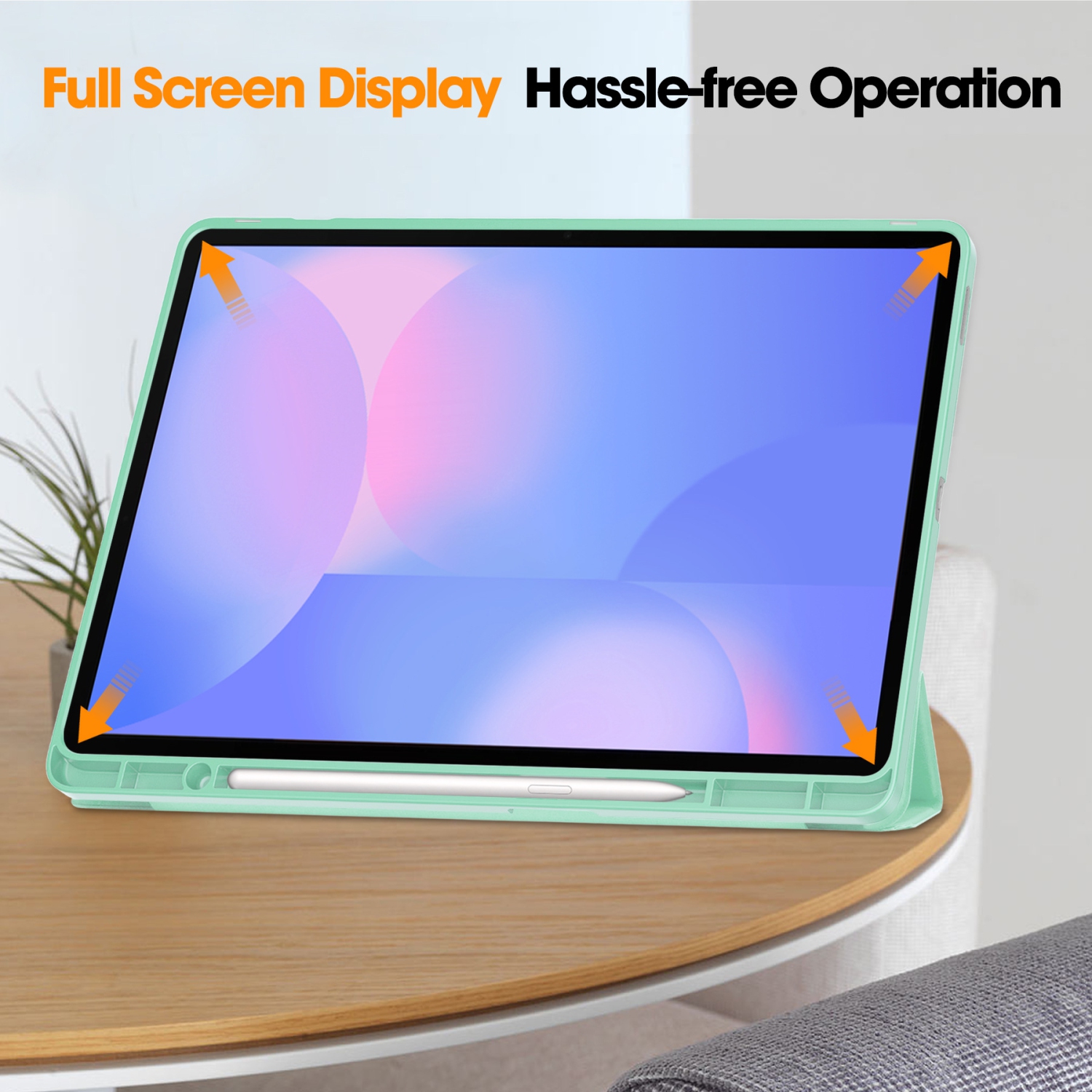 For Samsung Tab S10FE+13.1 Tablet Case S10FE Plus X620 TPU Color Pen Slot Protective Case, Green