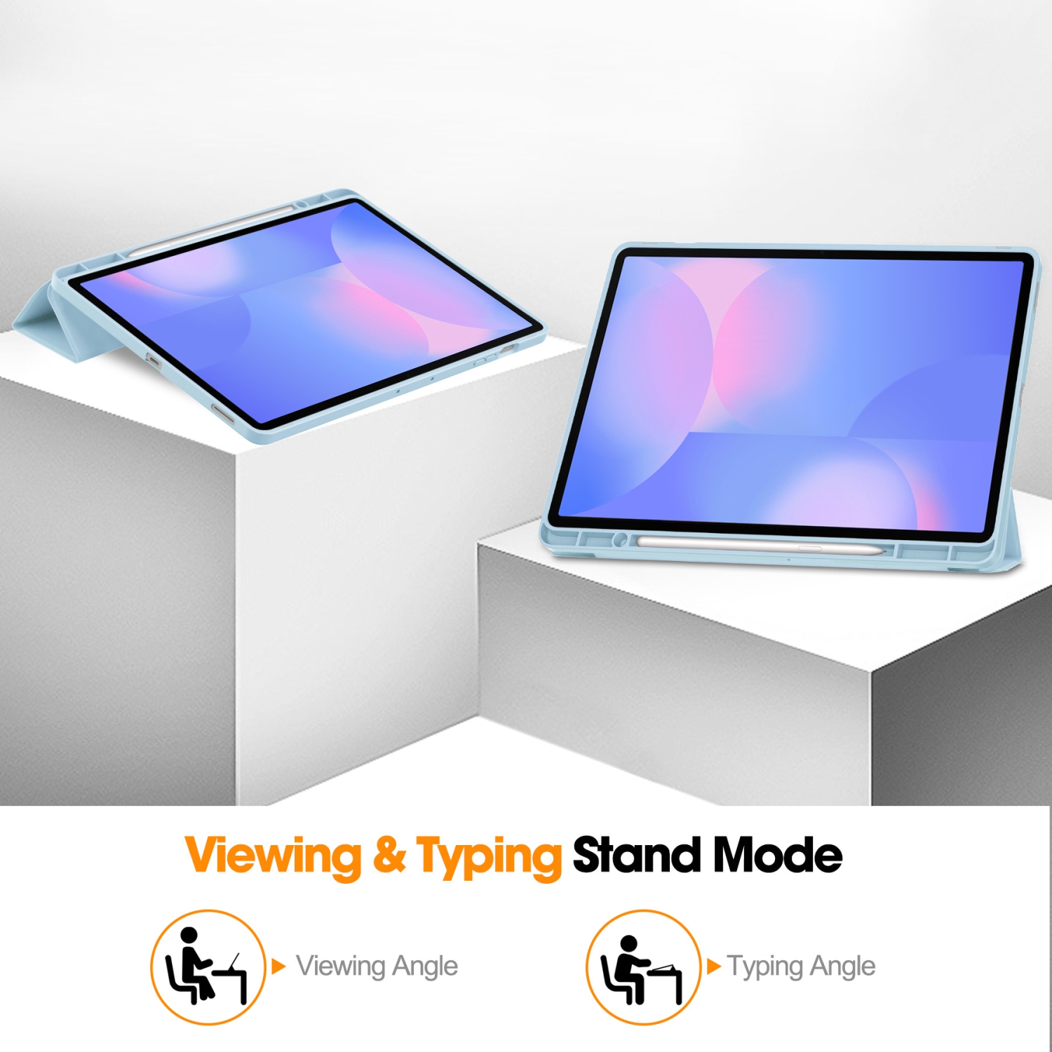 Pour Samsung Tab S10FE+13,1 Étui pour tablette S10FE Plus X620 TPU étui protecteur coloré avec fente pour stylo, bleu