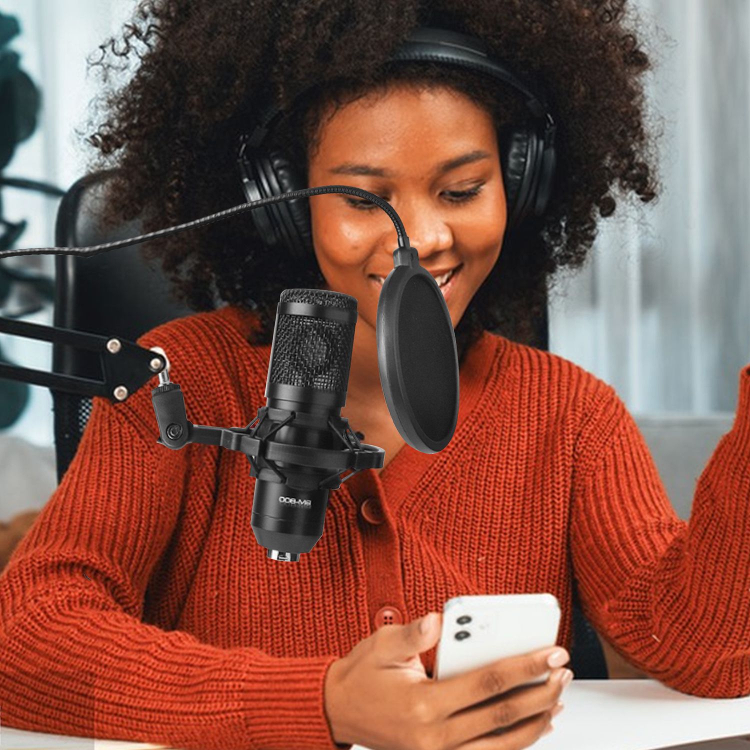 Carte son microphone externe pour enregistrement professionnel avec équipement d'accordage Noir Argent