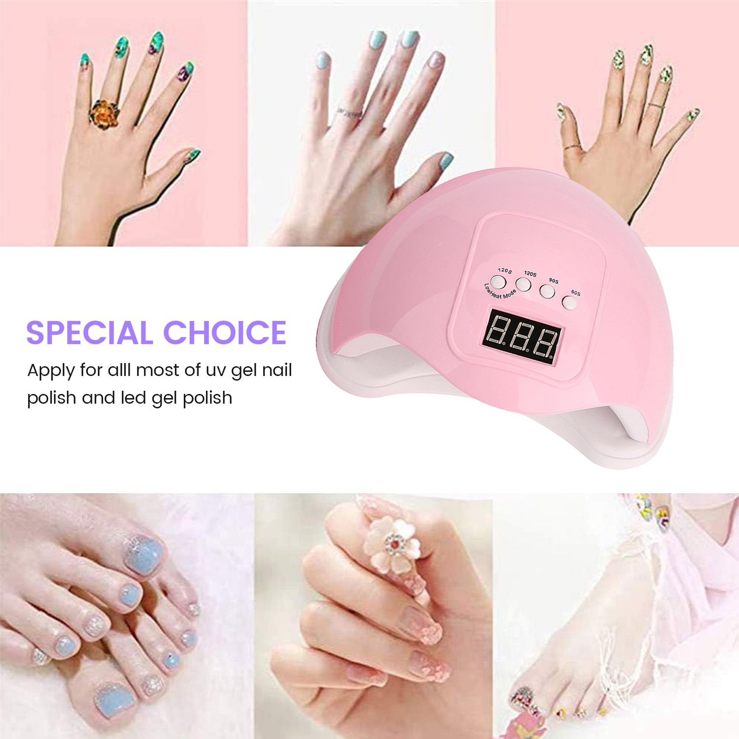 Lampe à ongles en gel UV LED, séchoir à ongles automatique professionnel portatif 48 W, lampe à ongles avec minuterie et affichage LCD