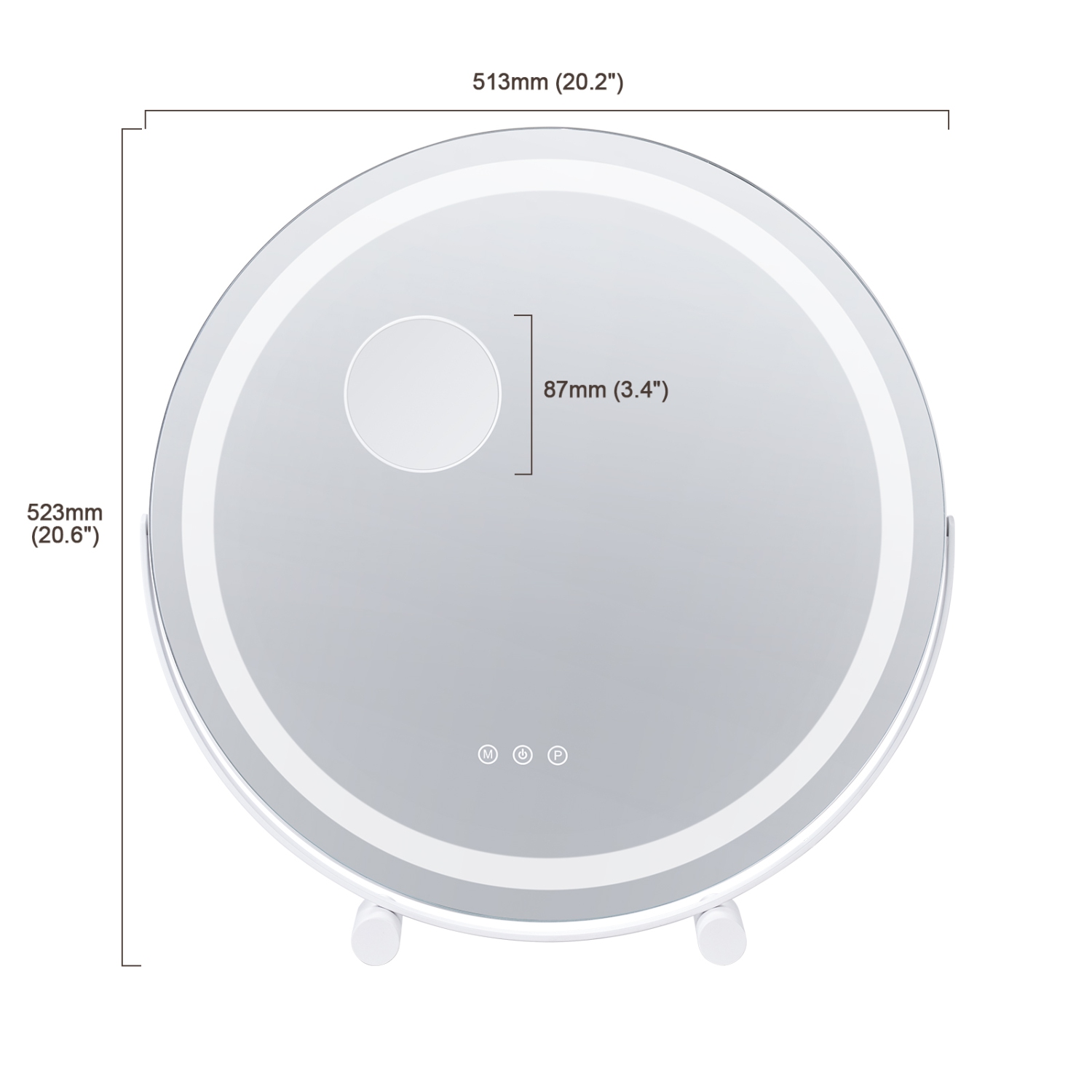 VEVOR 20” Vanity Mirror With Lights, LED Makeup Mirror 3 Color Lighting Modes, with 5X Magnification Mirror, Smart Touch Control, 360°Rotation,Round