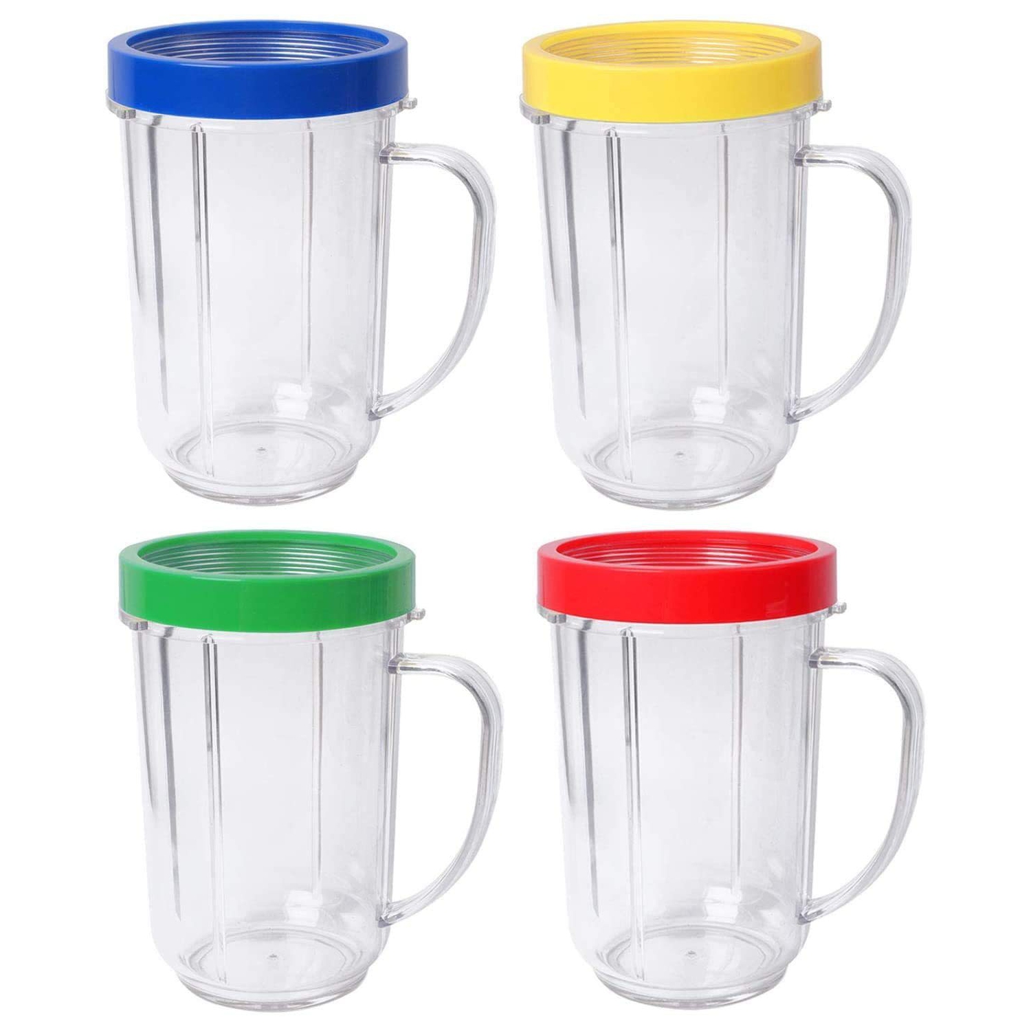 Paquet de 4&nbsp;tasses 16&nbsp;oz compatibles avec le mélangeur Magic Bullet Centrifugeuse 250&nbsp;W MB-1001&nbsp;tasses de fête avec anneaux