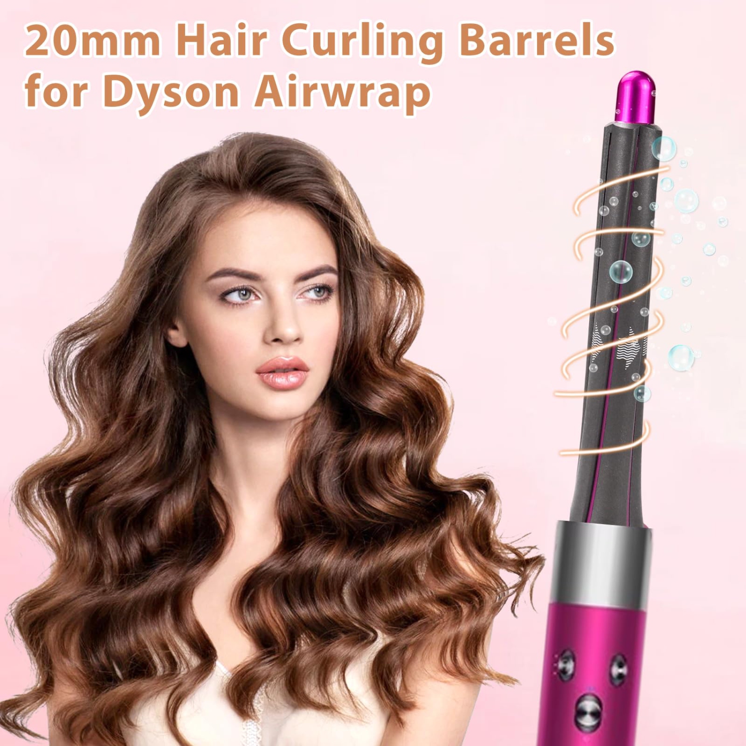 20mm/0.78in Long Curling Iron Barrels Attachmentfor Dyson HS05 HS01, Volume and Shape Hair Curler Tool